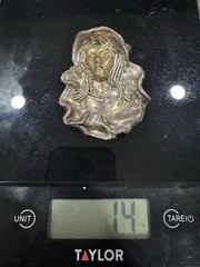 Vintage Sterling Silver LADY REPOUSSE Brooch Ans Pedant