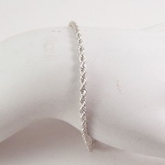 Sterling Silver Rope Bracelet Solid Vintage 925 7.5″ Long 2.5mm
