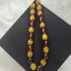 Vintage Style Amber Color Beaded Necklace Large Barrel Beads 128g Estate Jewelry