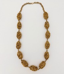 Vintage Chunky Gold Tone Necklace Runway Statement HUGE Heavy Nuggets Brutalist