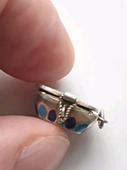 Antique Art Deco Egyptian Revival Silver 800 Enamel Moses Basket Pendant
