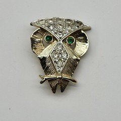 Stunning MCM Owl rhinestone brooch pin Whimsical Nature bird