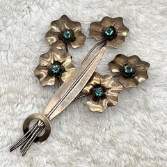 Vintage Pot Metal Brooch Flower Pin Oversized Large 4″