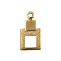 1 Loop Raw Brass Double Square Shape Drop Pendant 12.5×6.4mm (10) mtl522A