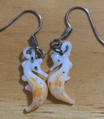 3 pair Vintage 90’s Seahorse earrings, I pr silver studs, 2 pr unique dangles