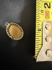Vintage Purple Cabochon Pendant Silver Tone Setting Oval Charm