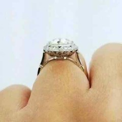 Old European Art Deco Style 3Ct Lab Created Diamond Ring 14k Yellow Gold Finish