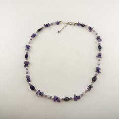 Sajen Necklace Amethyst Pearl Purple White Sterling Silver 925 Beaded Artisan