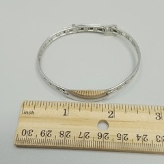 Vintage STC Monogram Expandable Silver Tone ID Bracelet Engraved Adjustable