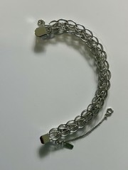 Vintage Monet Silver HEART Double Link Charm BRACELET – 8” – NEW + UNWORN!