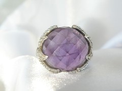 Vintage Sterling Silver 925 Natural Amethyst Claw Unique Ring Size 7.5