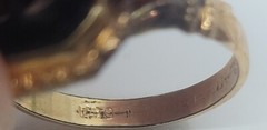VINTAGE DAUGHTERS OF REBEKAH MARKED 1/30 14K GOLD R.G.P. ENAMELED RING SIZE UNK