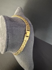 Gold Tone Flat Nugget Style Vintage 18″ Necklace &Bracelet Made In Korea 1980’s