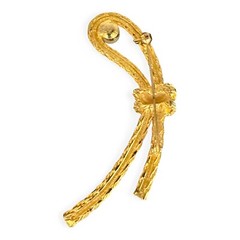 Vintage Gold Topne Knotted Rope With Faux Pearl Brooch