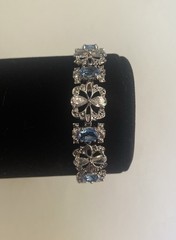 Camrose & Kross Jacqueline Kennedy Light Blue And Crystal Silver Link Bracelet