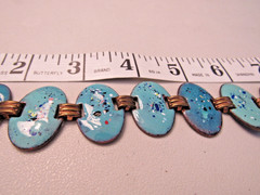 VINTAGE COPPER ENAMEL 1″ WIDE LINK BRACELET 7″ UNBRANDED DESIGNER