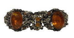Vintage Jewelry Selro Selini ? Gold Tone Faux Topaz Pearl Bracelet 7.25 unmarked