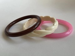 Vintage Bangles LOT 3 bracelet Neapolitan ice cream colors Pink cream chocolate