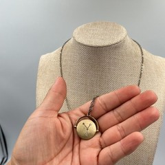 VTG Bronze Tone Cancer Zodiac Spinner Pendant Necklace Crystal Constellation