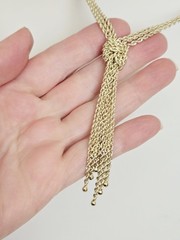 VTG Gold Vermeil Sterling Multi Strand Rope Waterfall Knot Tassel Necklace 17″