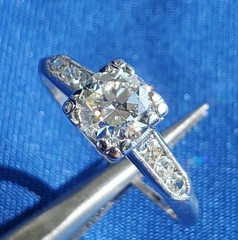 Original EARTH MINED DIAMOND Deco Engagement RING Vintage PLATINUM Solitaire 1 C