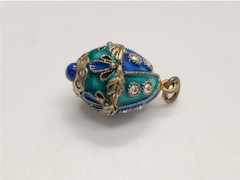 Vintage Soviet Sterling Silver Enamel Egg Pendant
