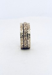 Estate Sterling Silver Floral Spinner Band Ring 6.5 – 8.2mm Wide 7.7g