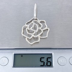 Vintage Sterling Silver 925 Open-Work Dimensional Rose Pendant