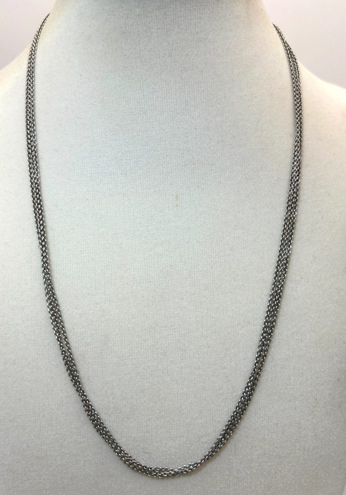 Vintage 925 Sterling Triple Chain Necklace 17″
