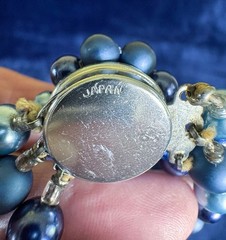 Vintage Japanese Aqua Blue Pearl Necklace (Faux ) Multi Strand Statement Jewelry