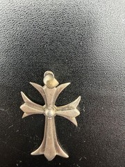 925 Sterling Silver Gothic Maltese Cross Pendant Gold Tone Green Inset Necklace