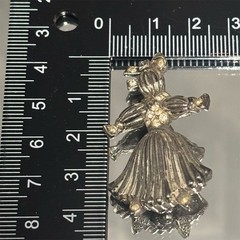 Tortolani Brooch Girl Doll Silver Tone Rhinestone Vintage Figural Pin Jewelry