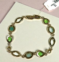 Monet 2 green and yellow glass bead Y necklace + Similar bracelet W Tags 14”