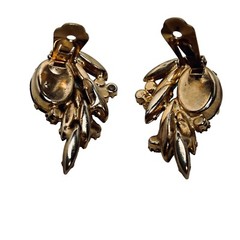 Hattie Carnegie Iridescent Peacock Colored Climber Clip On Earrings Signed