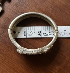 Vintage Crystal Rhinestone Belt Buckle Costume Cuff Clamp Bracelet Unsigned
