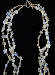 Vintage Opalite Iridescent Glass Stone Bead Multi-Strand Toggle Necklace 17″