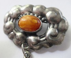 2 7/8 INCH 1910 SKONVIRKE JENSEN & AKERLUND DENMARK 830 STERLING SILVER BROOCH