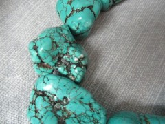 12 Turquoise Howlite Nugget Necklace – w/ Metal Tag – Marked – 15″ long – 4 213