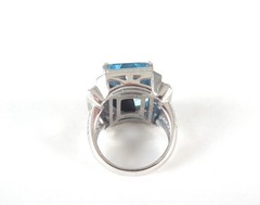 Vintage Sterling Silver 925 Large Natural Heated Blue Pink Topaz Ring Size 6