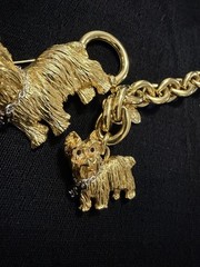 Vintage RARE Signed JOAN RIVERS Yorkie Dog Necklace, Bracelet, and Brooch Set