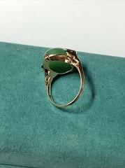 Beautiful Vintage 14K Yellow Gold & Platinum Jade Diamond Ring sz 5.25 Read!