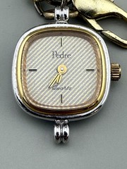 Pedre Quartz Bracelet Watch Vintage Charm Intaglio Lion Panels 8″ Roman Revival