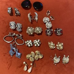 Lot Of Vintage Clip On Earrings Lot 14 Pair Lot Clip Screw Back Earrings Lot