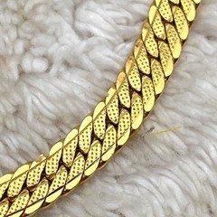 Vintage Chevron Necklace Gold Tone Flat Curb Chain 17″