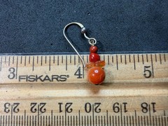 1.54g Vintage Sterling Silver 925 Dangle Earrings Red Orange Beaded Drop M