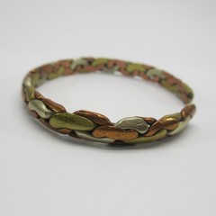 Vintage Open Cuff Bracelet Mixed Metals Copper Brass Silver Tone