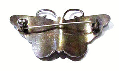Vintage Norwegian Sterling Silver Large Enamel Butterfly Brooch
