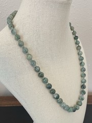 Vintage Jade Graduated Stamped Silver Hand Knotted Necklace For Women￼