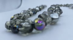 Vintage Smoky Gray Multi Bead Crystal Long Made In Germany Necklace
