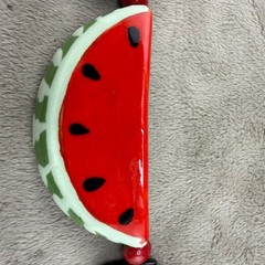 Vintage Flying Colors Necklace Watermelon Ceramic Fruit Summer Picnic 25”